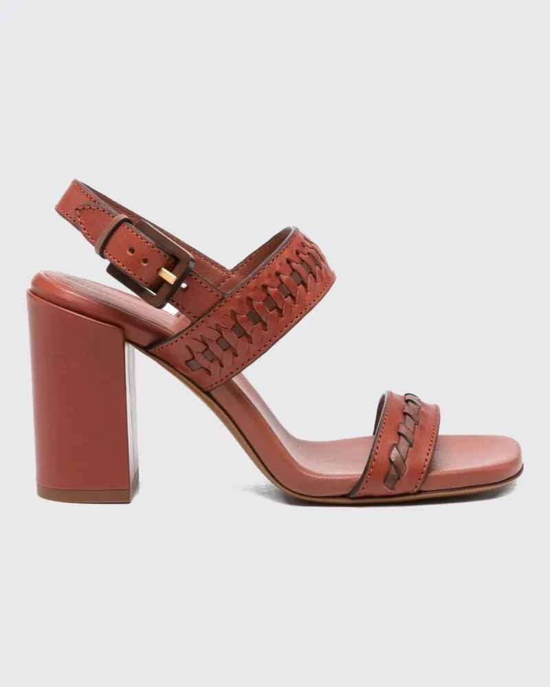 Zimmermann Alchemy Zweifarbige Slingback-Sandalen aus gewebtem Leder Braun