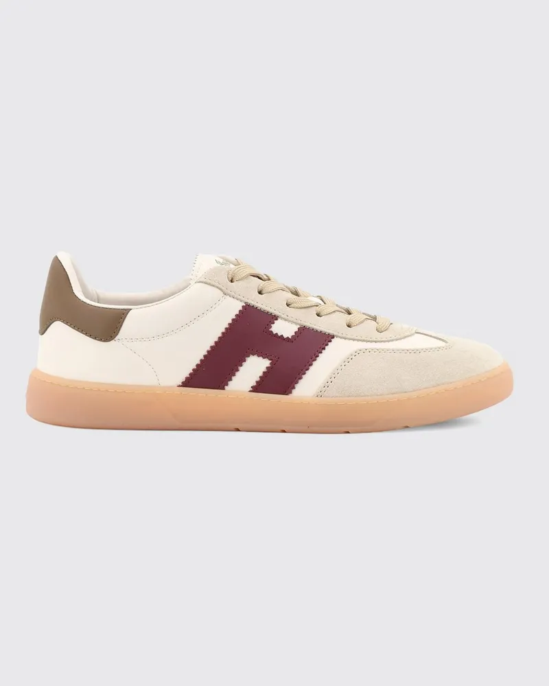 Hogan Cool Leder- und Wildleder-Sneakers mit H-Logo und gezackter Sohle Weiss
