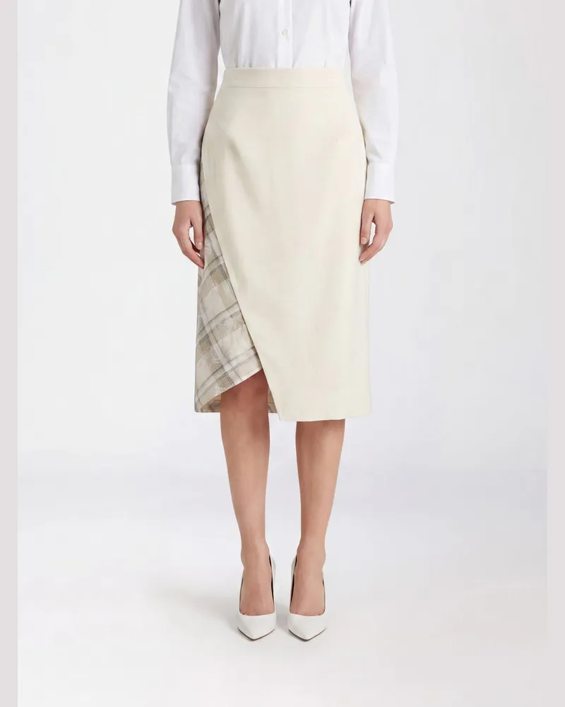Vivienne Westwood Asymmetrischer Midi-Rock aus Baumwolle mit Tartanmuster und hoher Taille Cream