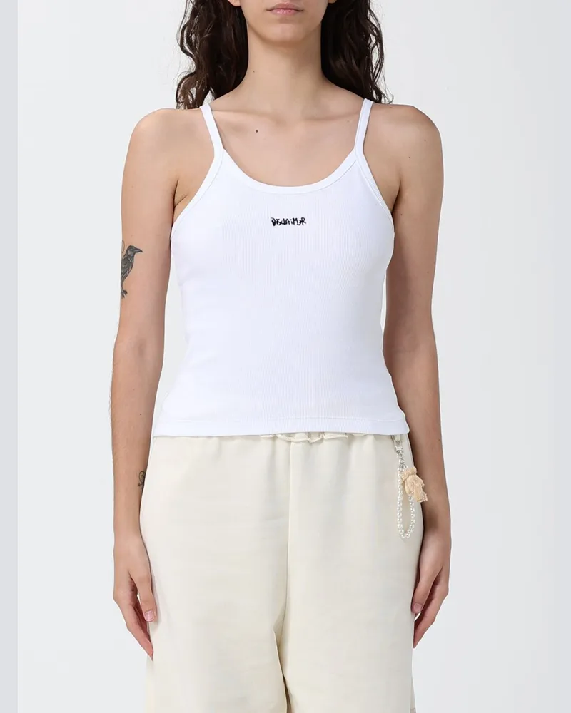 DISCLAIMER Slim Fit Top aus Stretch-Baumwolle mit Kontrastlogo Weiß