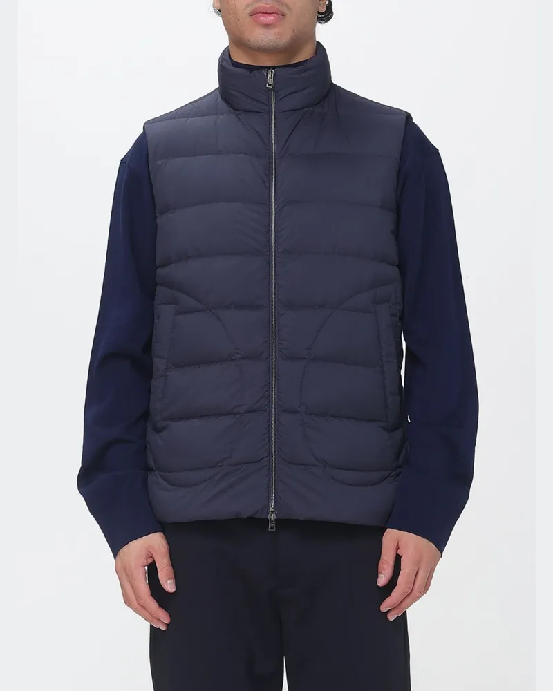 Herno Gesteppte Stehkragenweste Lo Smanicato von aus Nylon und Seide Navy