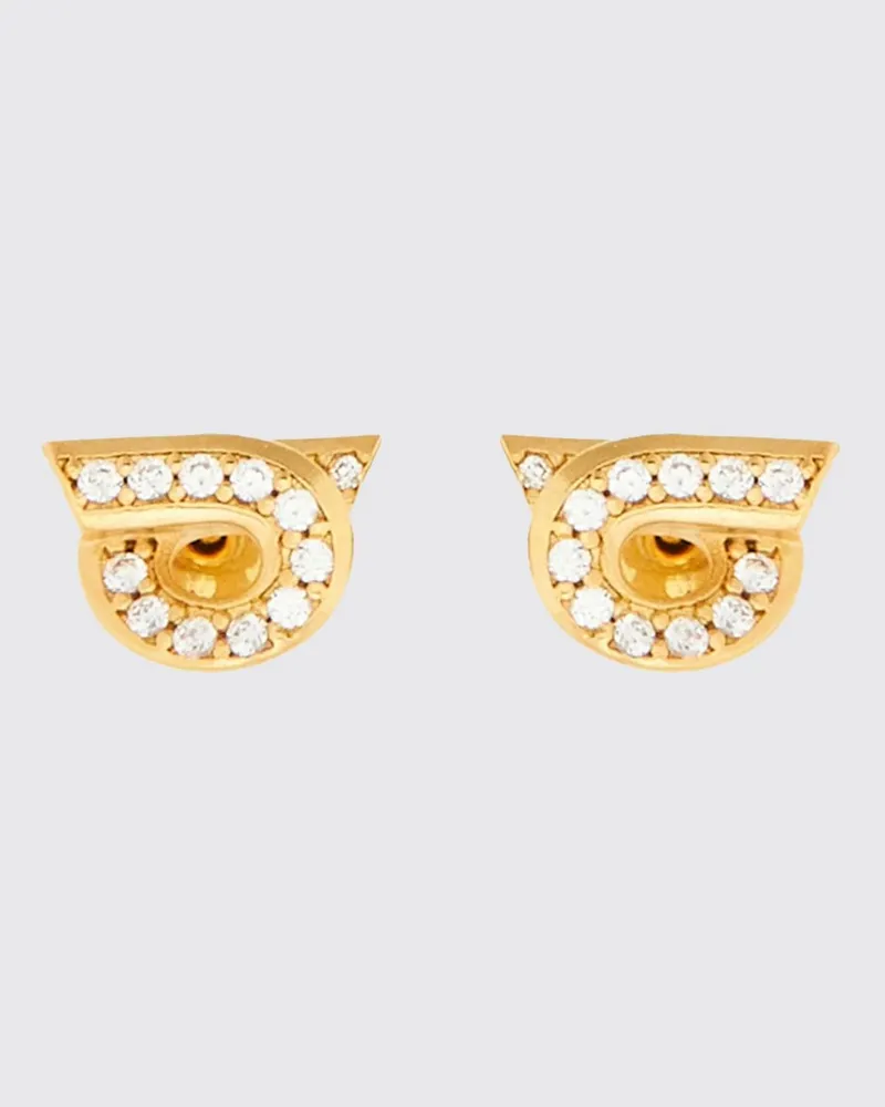 Ferragamo Gancini Ohrstecker aus Messing mit Kristallen Gold