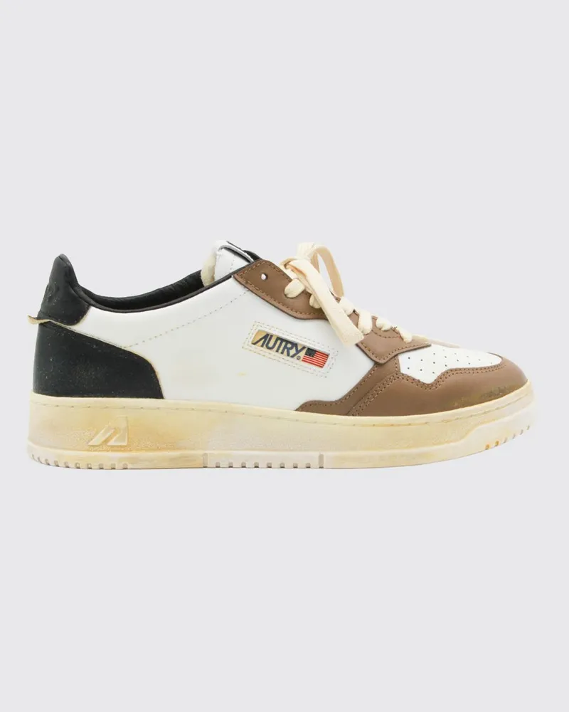 AUTRY Medalist Low Super Vintage Sneakers aus Kalbsleder mit Used-Effekt Weiss