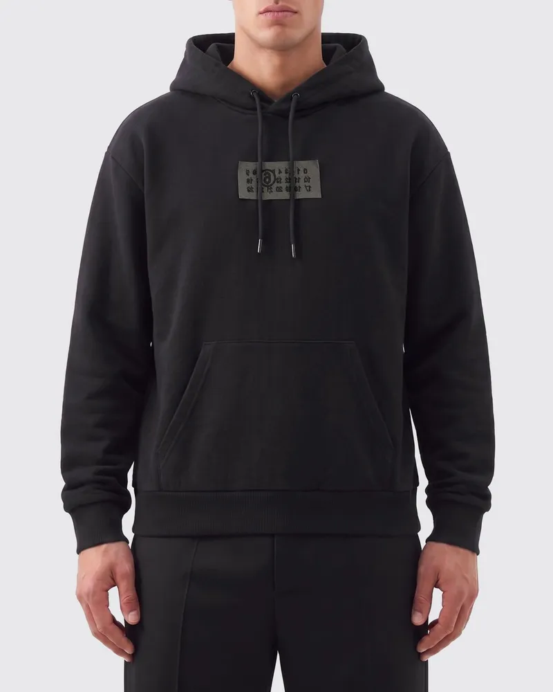 Maison Margiela Baumwoll-Kapuzenpullover mit Logo Schwarz