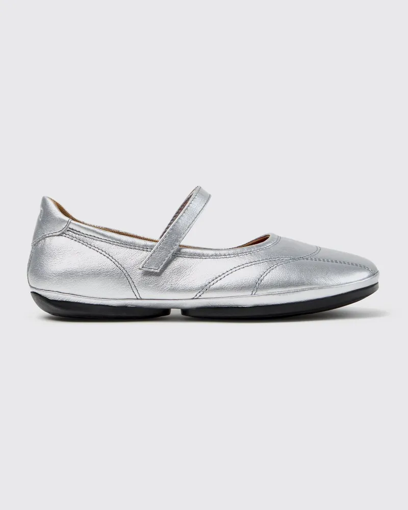 Camper Right Nina Mary Jane Ballerinas aus laminiertem Leder mit Klettverschluss Grau