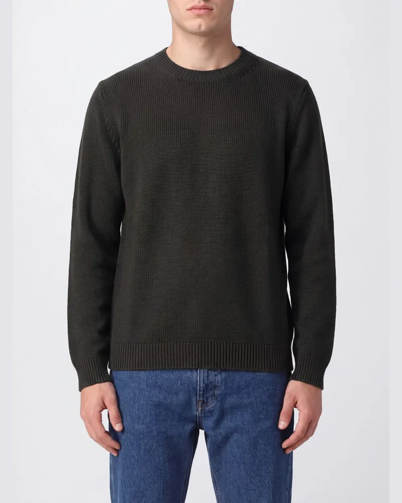 Roberto Collina Langärmliger Pullover mit Rundhalsausschnitt aus feiner Merinowolle Grün