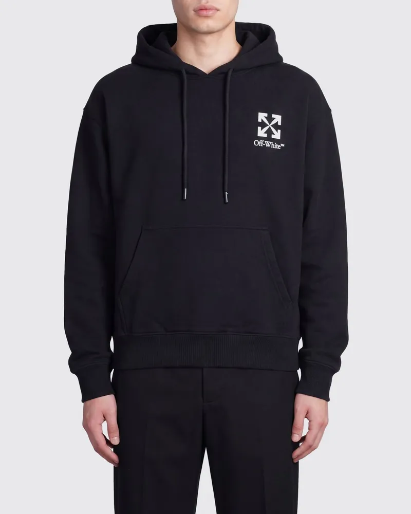 OFF-WHITE Baumwoll-Kapuzenpullover mit Logo Schwarz