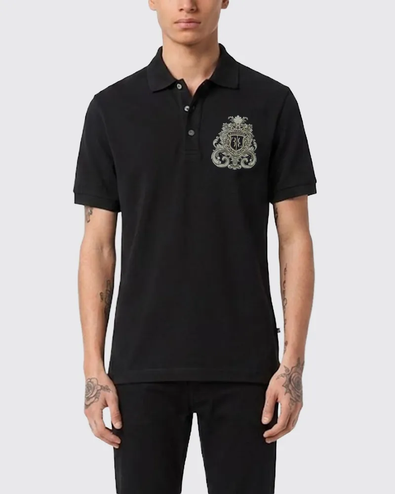 Billionaire Baumwoll-Polohemd mit Logo-Emblem Blau