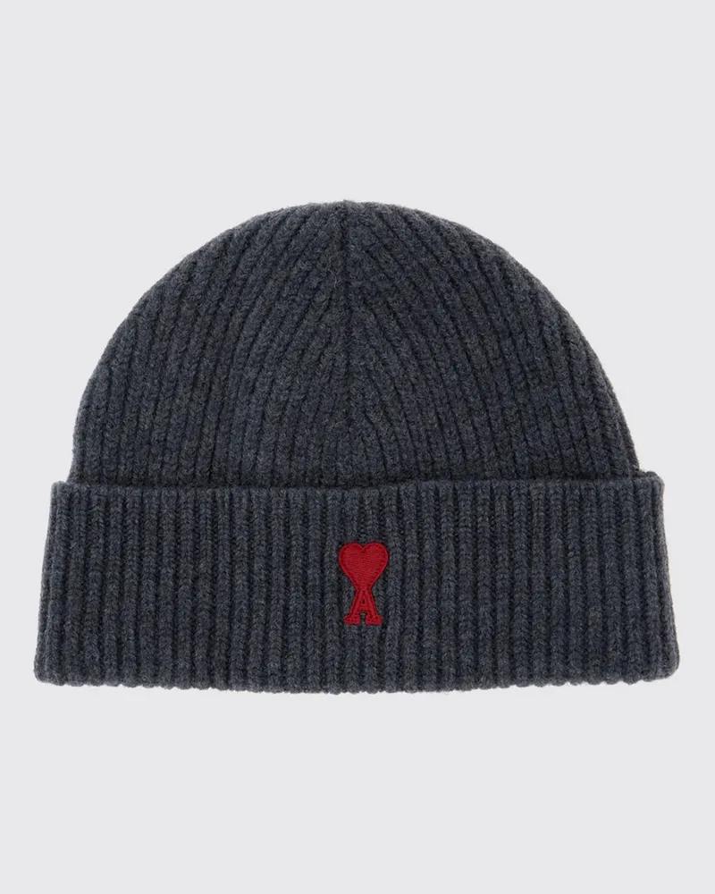 AMI Paris Beanie von aus Wollmischung mit Logo Grau