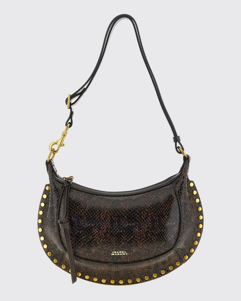 Isabel Marant Oskan Moon Schultertasche von aus Leder mit Python-Print Kaffee
