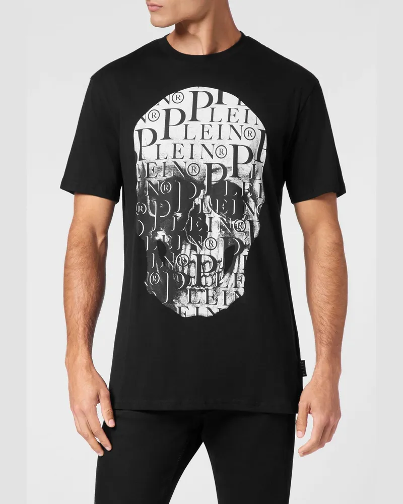 Philipp Plein T-Shirt aus Baumwolle mit Totenkopf-Print und Hexagon-Logo Schwarz