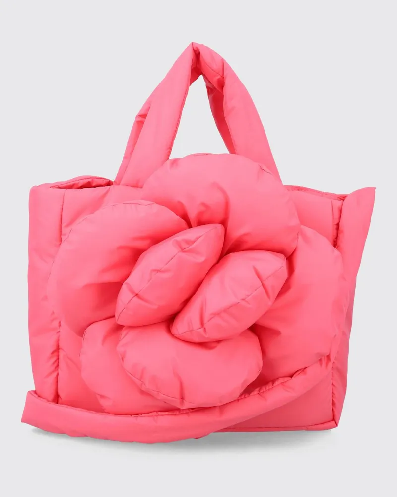Il Gufo Handtasche für Mädchen aus gepolstertem Nylon mit Blumenmuster Pink