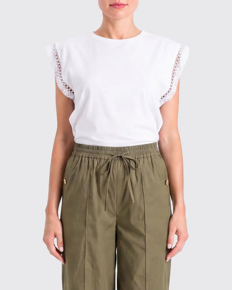 Twin-Set Baumwoll-T-Shirts mit Stickereien Weiß
