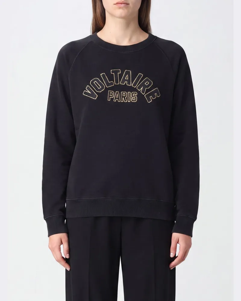 Zadig & Voltaire ZADIG  VOLTAIRE Relaxed-Fit Baumwoll-Sweatshirt Zadig & Voltaire mit Rundhalsausschnitt und Kontrastlogo Schwarz