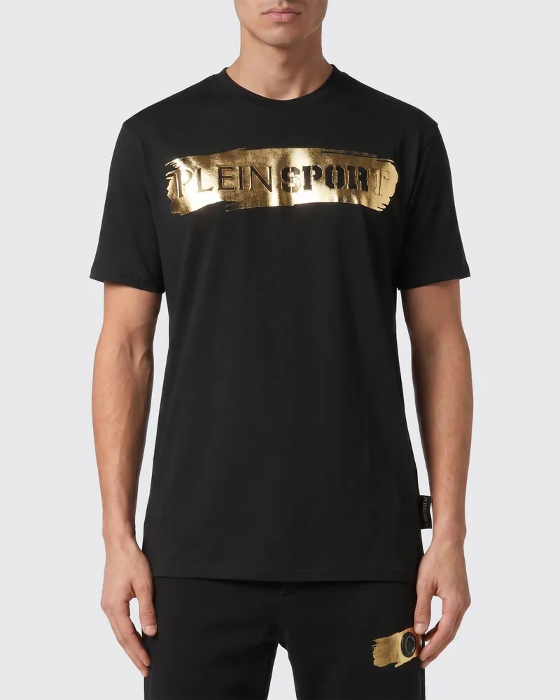 Philipp Plein Slim-Fit Baumwoll-T-Shirt von mit laminiertem Kontrastlogo Schwarz