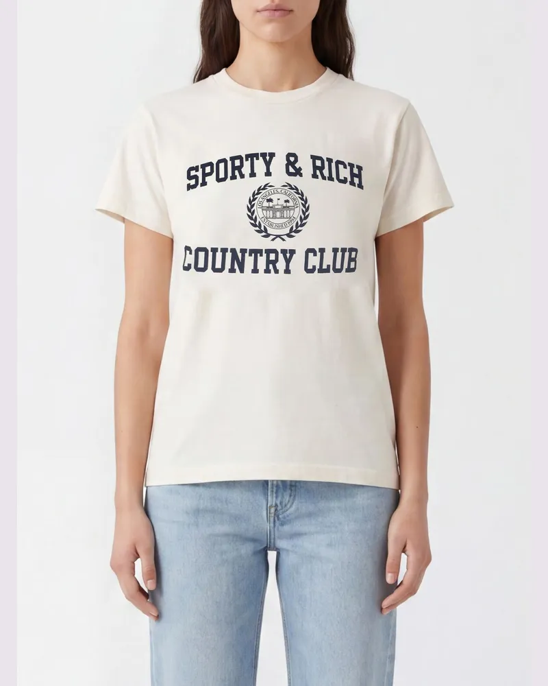 SPORTY & RICH SPORTY  RICH Varsity Crest Essential T-Shirt Sporty & Rich aus recycelter Baumwolle Ecru