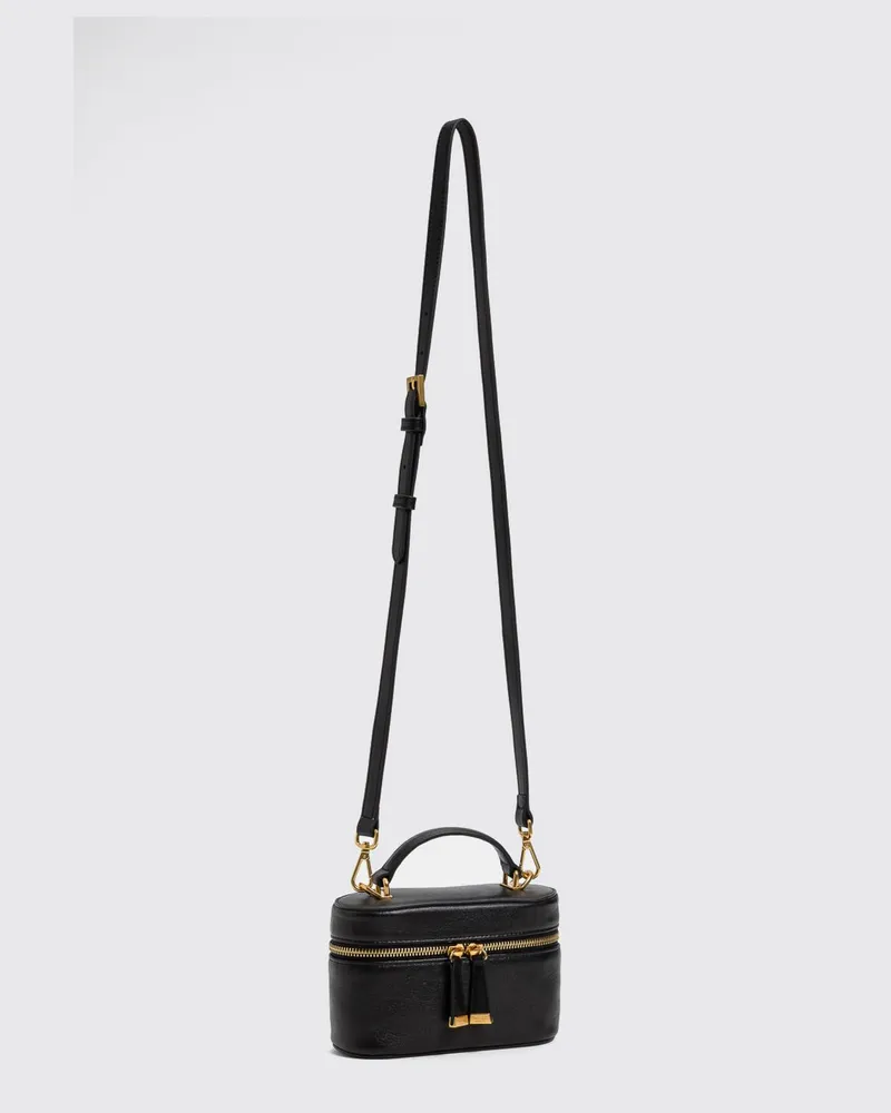 Twin-Set Mini-Handtasche aus Glattleder mit abnehmbarem Schultergurt Schwarz