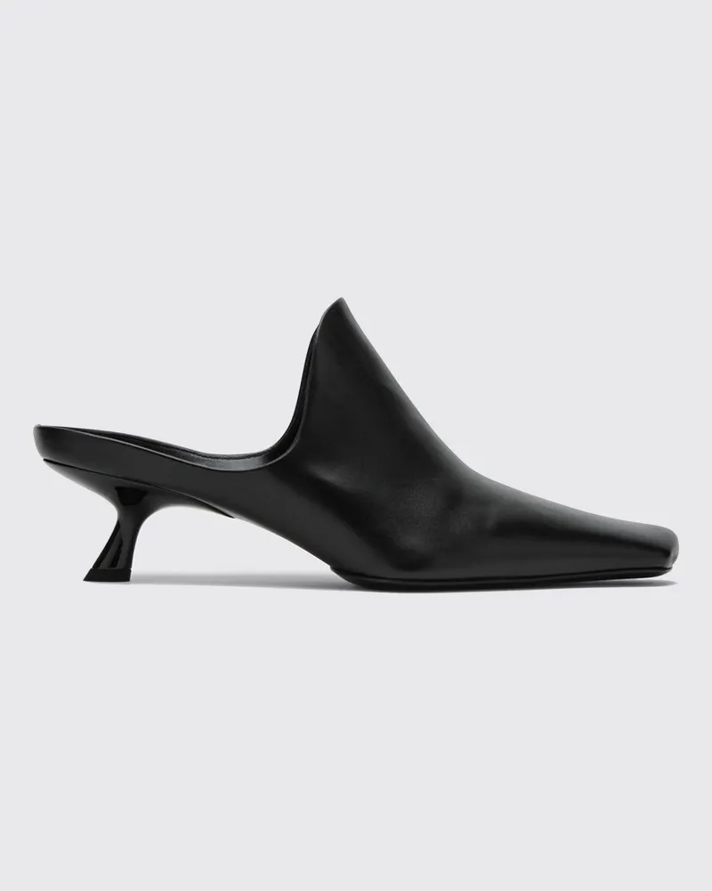 Loewe Emily Mules aus Kalbsleder mit eckiger Zehenpartie und ausgestelltem Absatz Schwarz