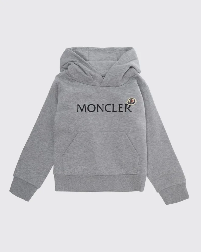 Moncler Kapuzenpullover für Jungen aus Baumwolle mit Kängurutasche und Logo Grau