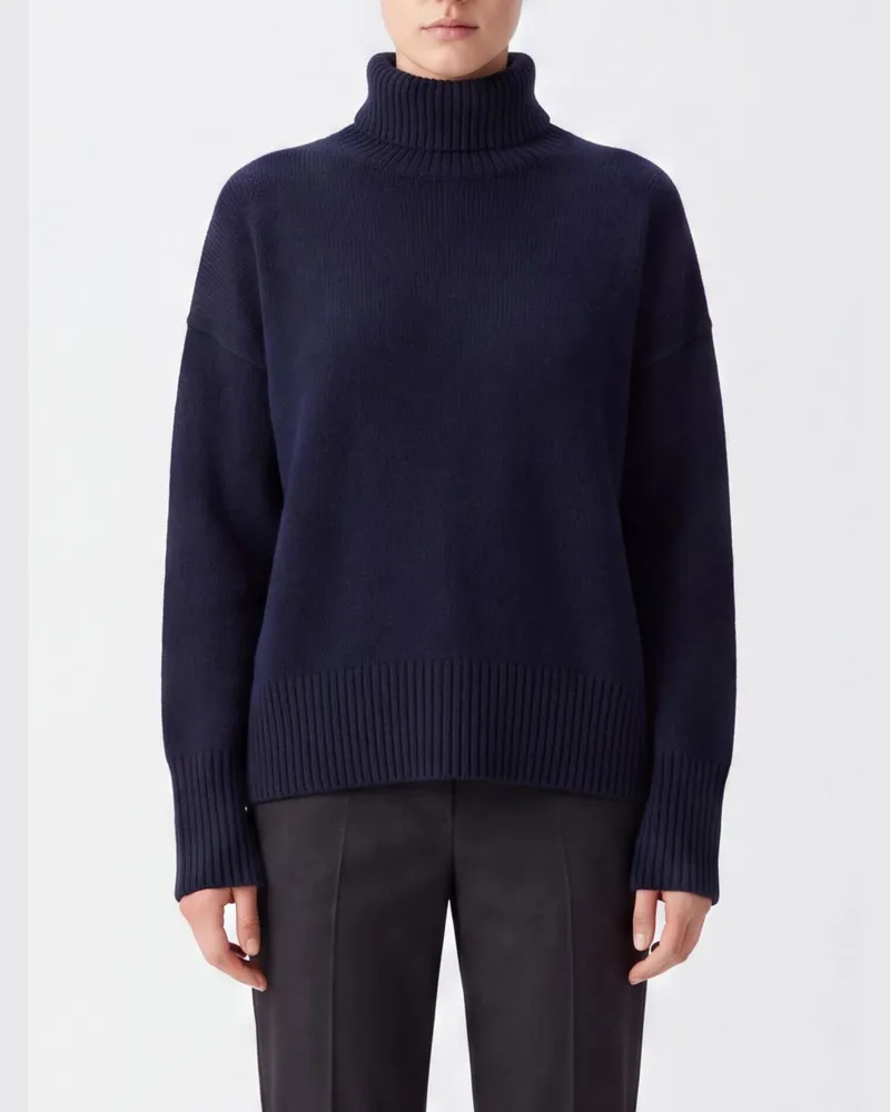 Lisa Yang Rollkragenpullover aus reinem Kaschmir mit überschnittenen Schultern Blau