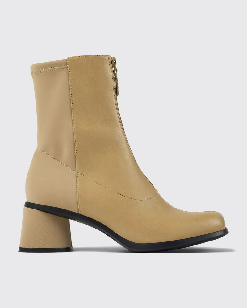 Camper Kiara Bicolor Stiefeletten aus Glattleder mit mittlerem Absatz Beige