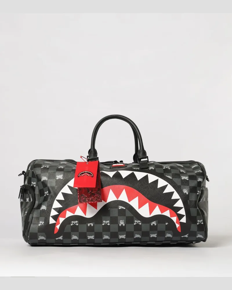Sprayground Reisetasche aus karierter Saffiano-beschichteter Baumwolle mit Logo Schwarz