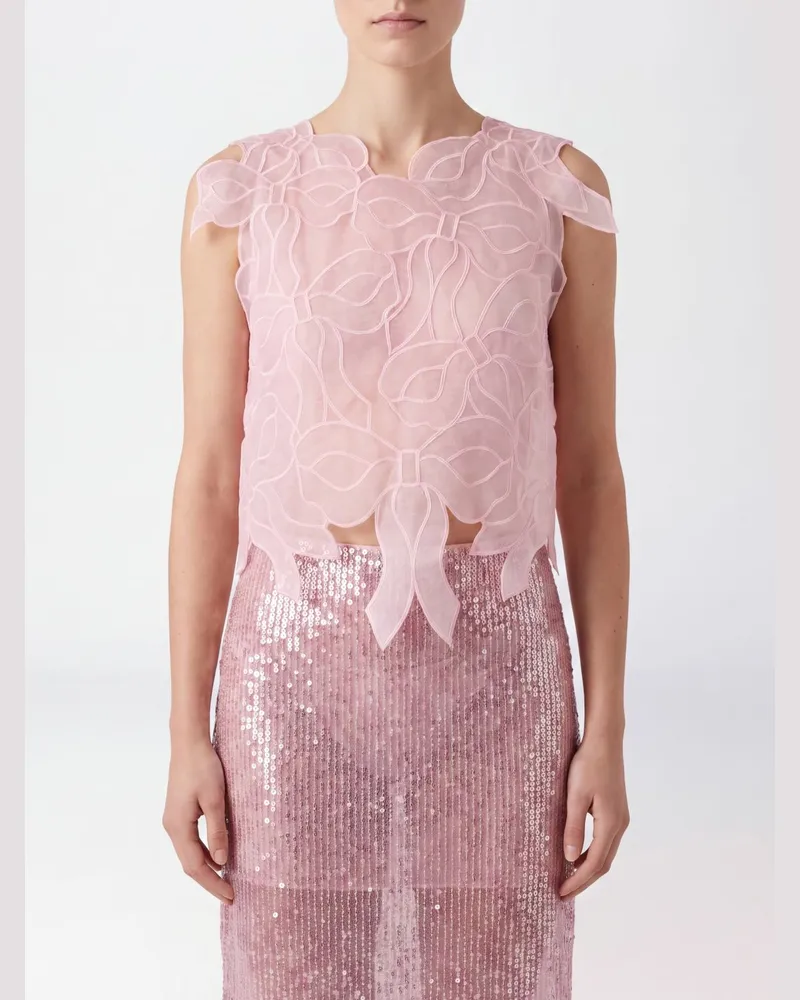 Cecilie Bahnsen Asymmetrisches schulterfreies Abendtop Pink
