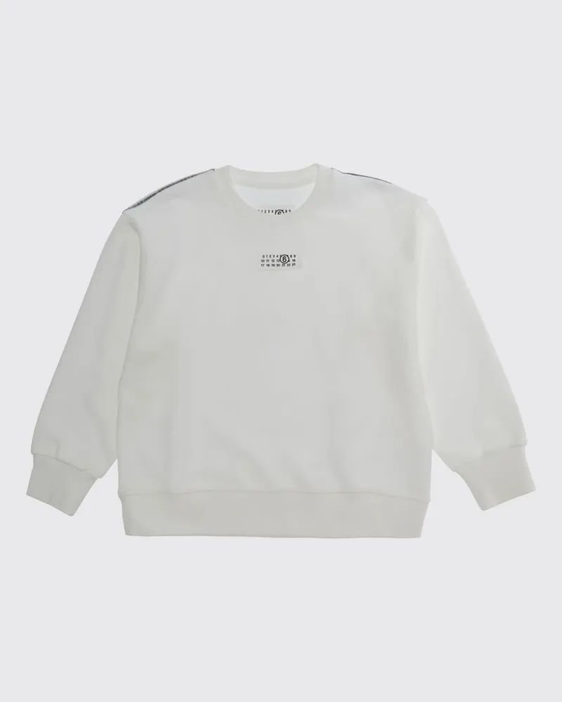 Maison Margiela Jungen-Sweatshirt mit Rundhalsausschnitt und numerischem Logo von aus Baumwolle Weiß