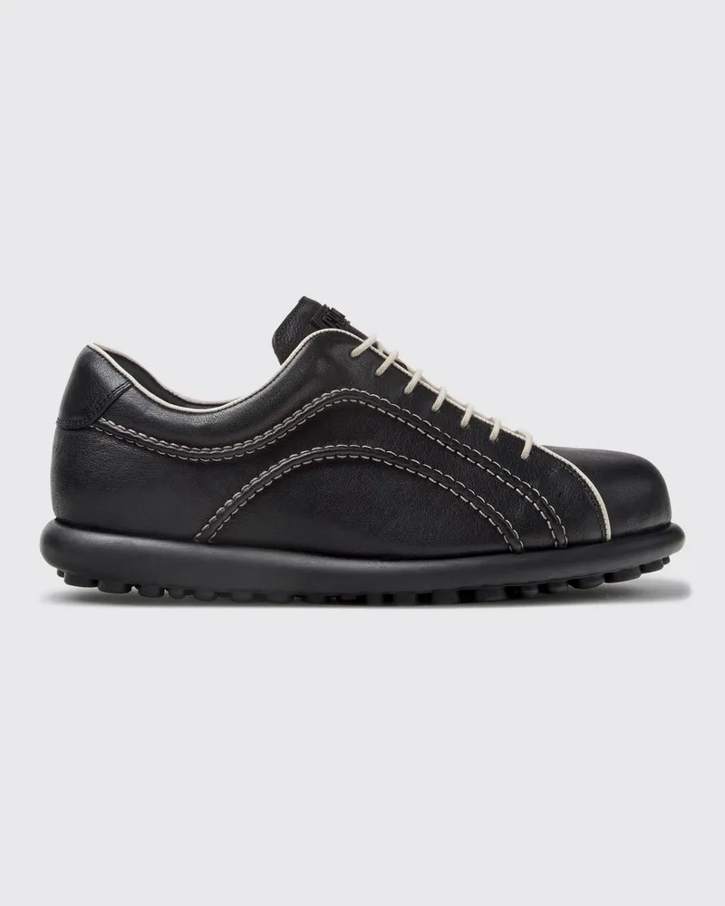 Camper Low-Top-Sneaker Pelotas aus Glattleder mit markanten Kontrastnähten Schwarz