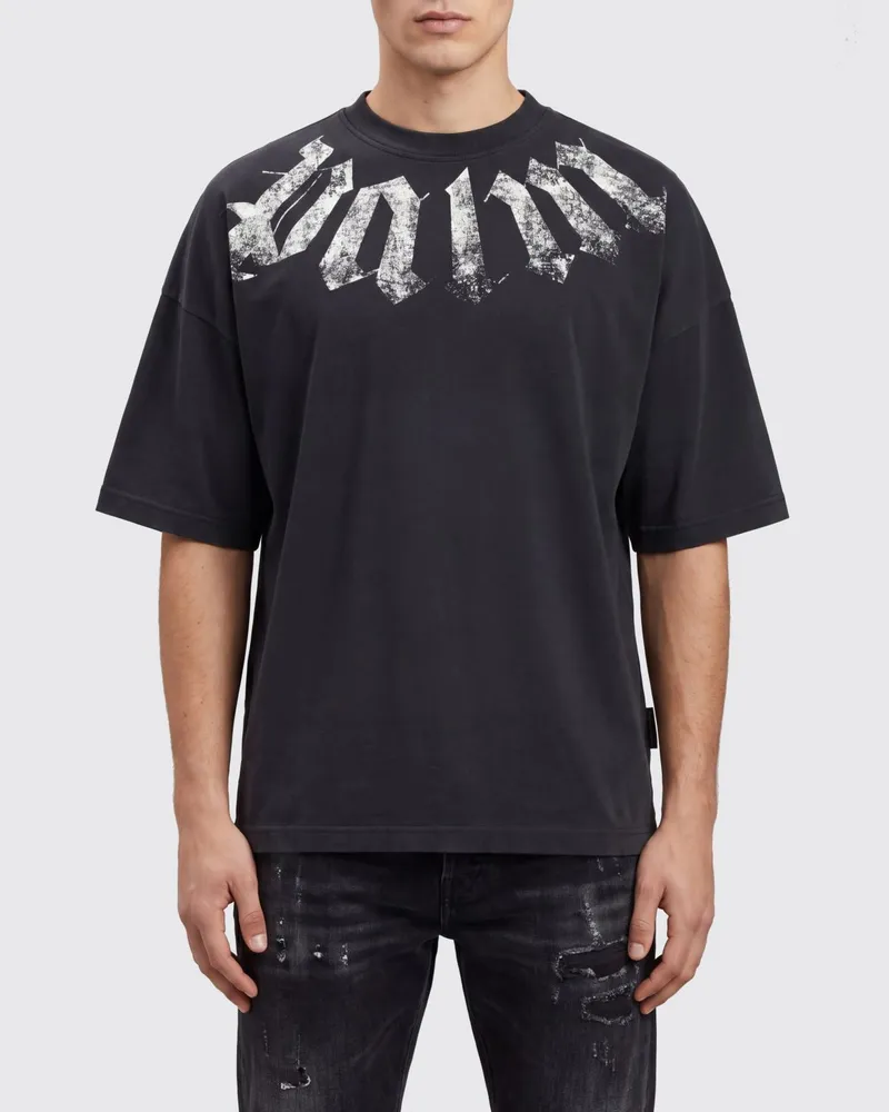 Palm Angels Locker geschnittenes Baumwoll-T-Shirt mit Graffiti-Logo-Print Schwarz