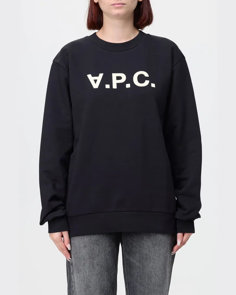 A.P.C. Rundhals-Sweatshirt aus Bio-Baumwolle mit Kontrast-Logo Schwarz