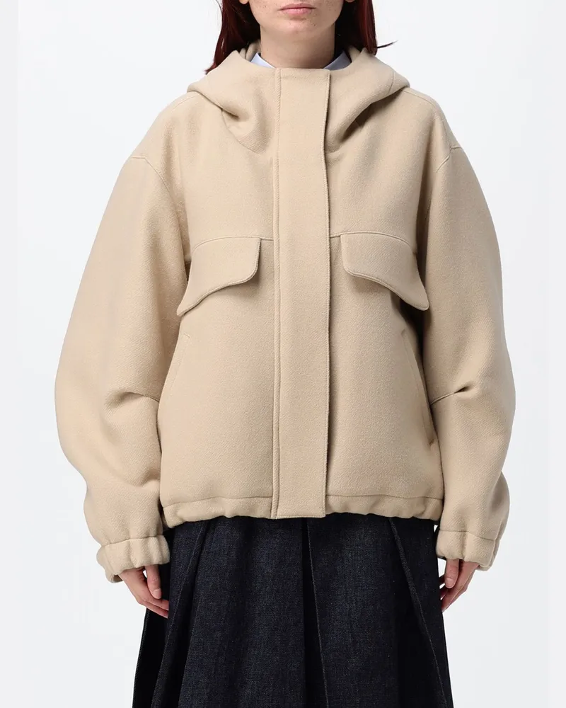 TELA Kurzmantel mit Kapuze und Relaxed Fit aus Schurwollmischung von Beige