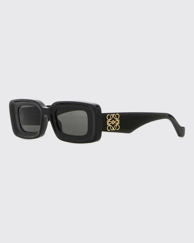 Loewe Rechteckige Acetat-Sonnenbrille mit markantem Rahmen Schwarz