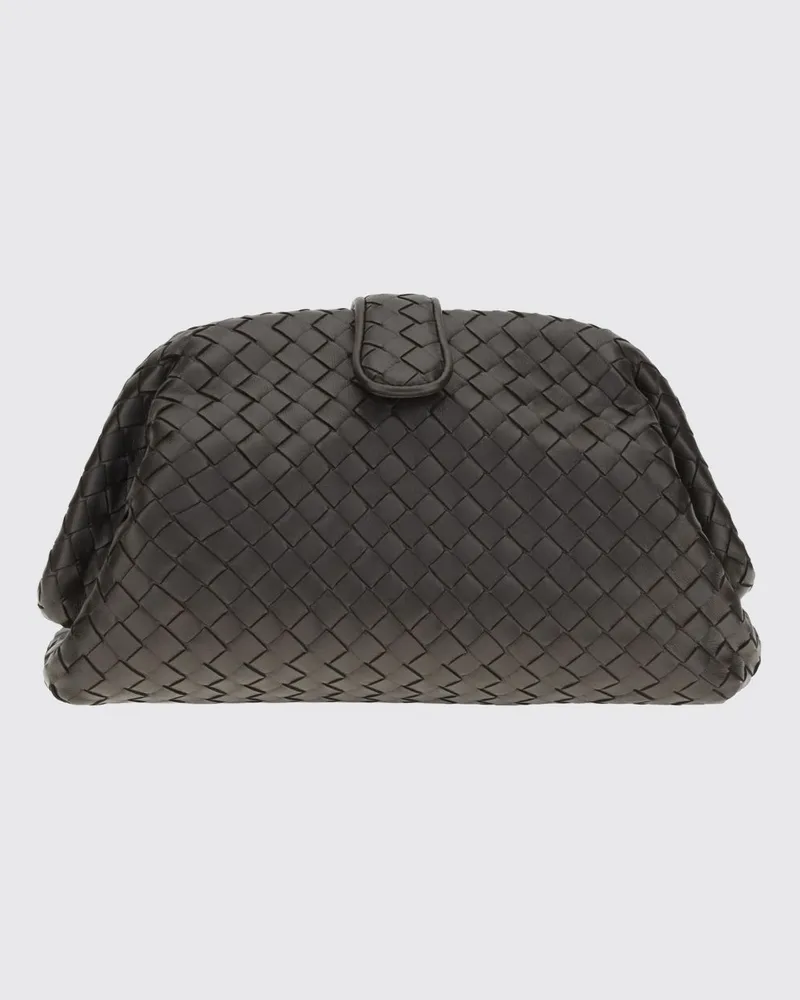 Bottega Veneta Lauren 1980 Clutch aus Intrecciato-Lammleder mit Riemen Kaffee