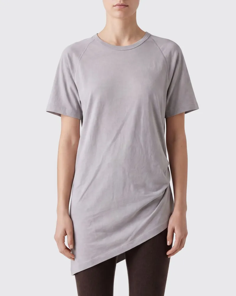 Ziggy Chen Langes Slim-Fit-T-Shirt aus Baumwolle mit asymmetrischem Saum Grau