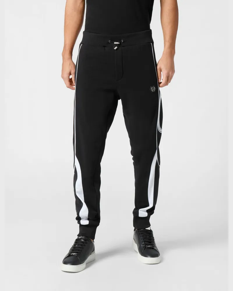 Philipp Plein Jogginghose aus Jersey mit Kordelzug und Kontrastlogo Schwarz