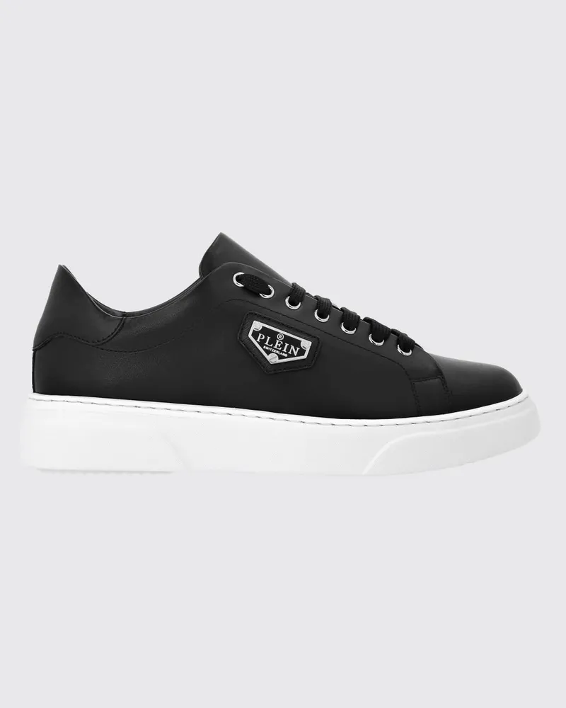 Philipp Plein Low-Top Sneakers aus Glattleder mit appliziertem Seitenlogo Schwarz