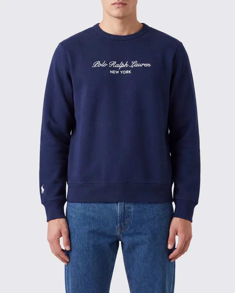 Ralph Lauren Baumwollmisch-Sweatshirt mit Rundhalsausschnitt und gesticktem Logo Blau