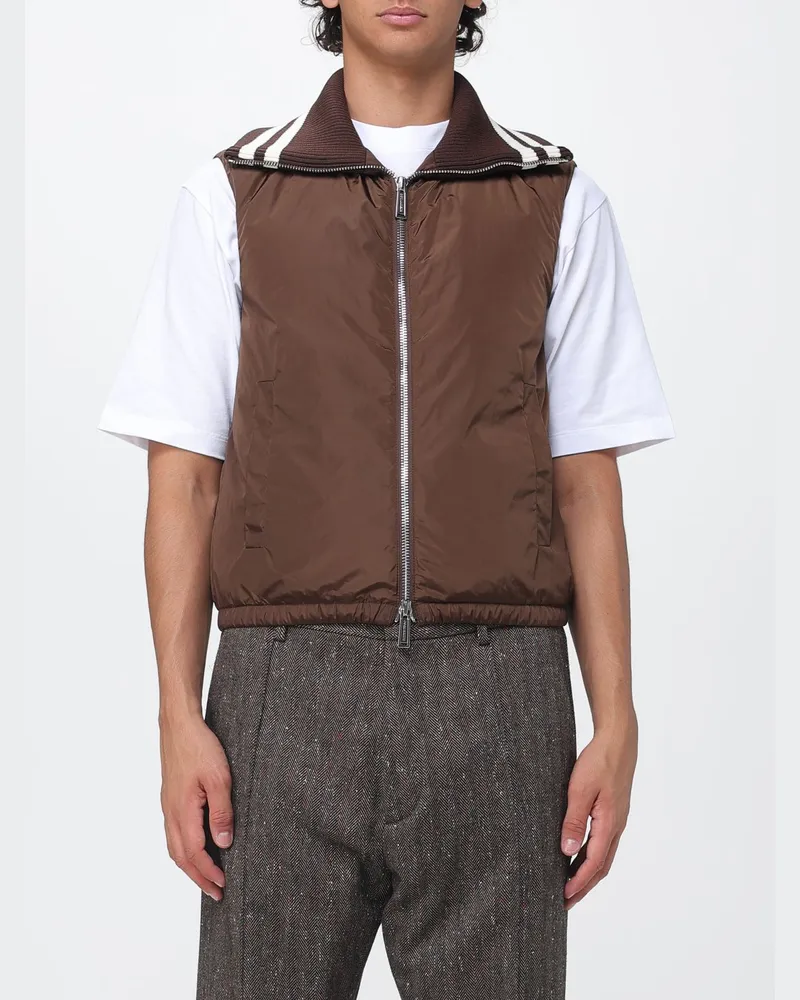 Dsquared2 Gepolsterte Weste aus technischem Nylon mit Kontrastbesätzen Braun
