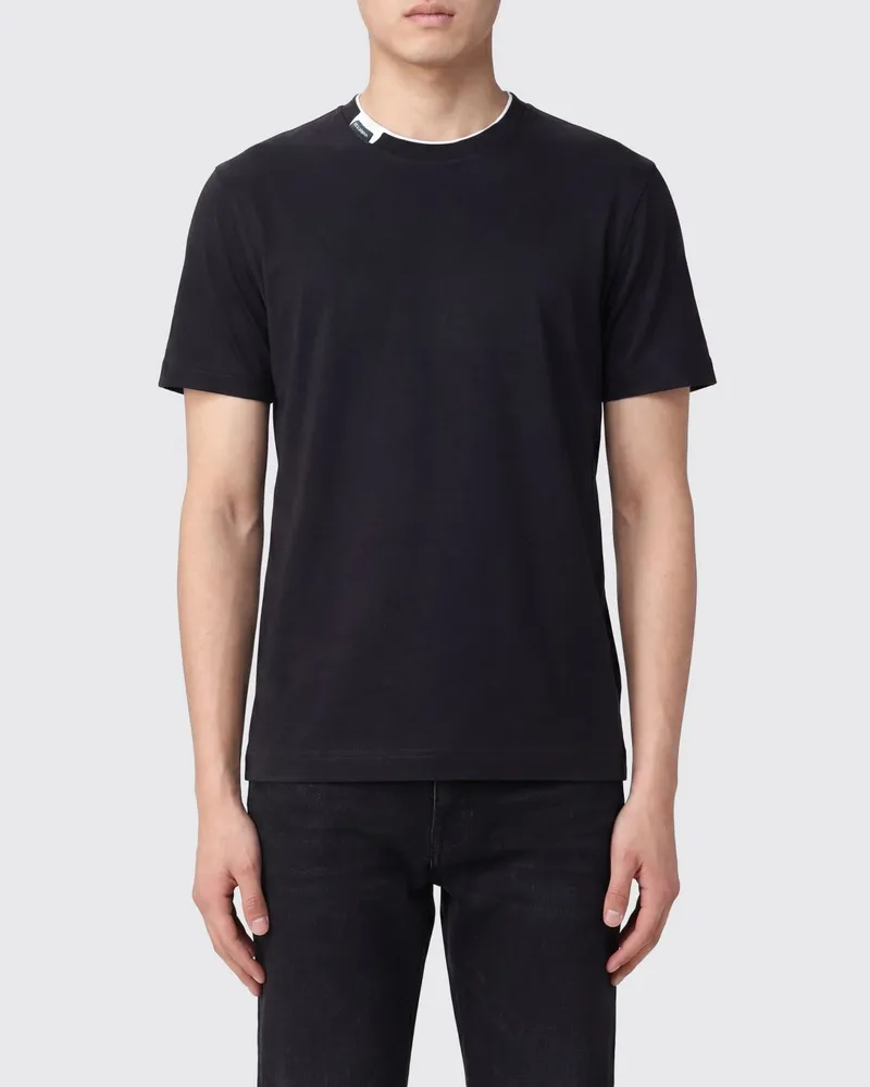 Dolce & Gabbana DOLCE  GABBANA Dolce & Gabbana T-Shirt aus Baumwolle mit Kontrastlogo und -besatz Schwarz