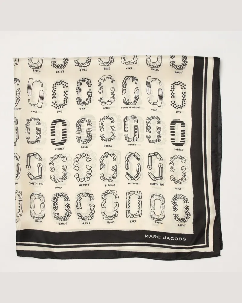 Marc Jacobs Seidenschal mit Monogramm-Print Weiß