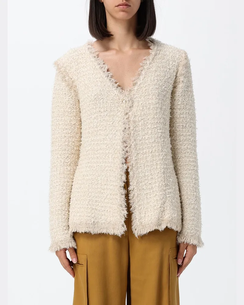 Twin-Set Baumwoll-Bouclé-Jacke Ivory