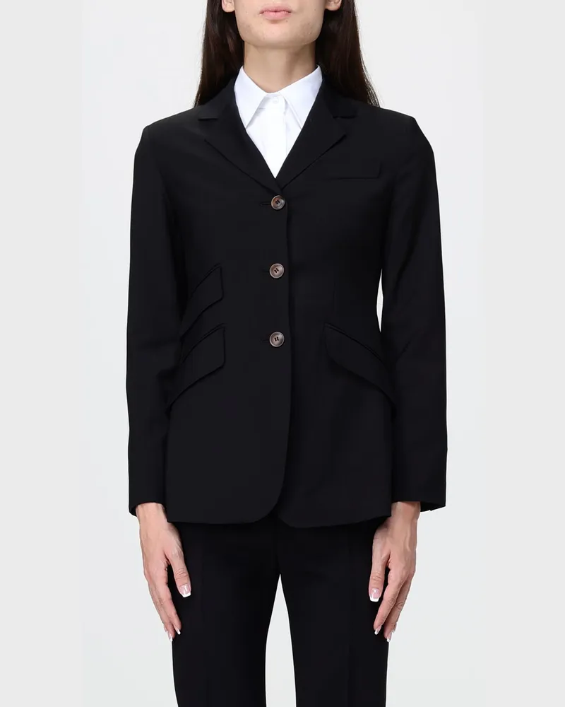 Max Mara Kurzer Einreiher-Blazer aus Schurwolle mit schmaler Passform Schwarz
