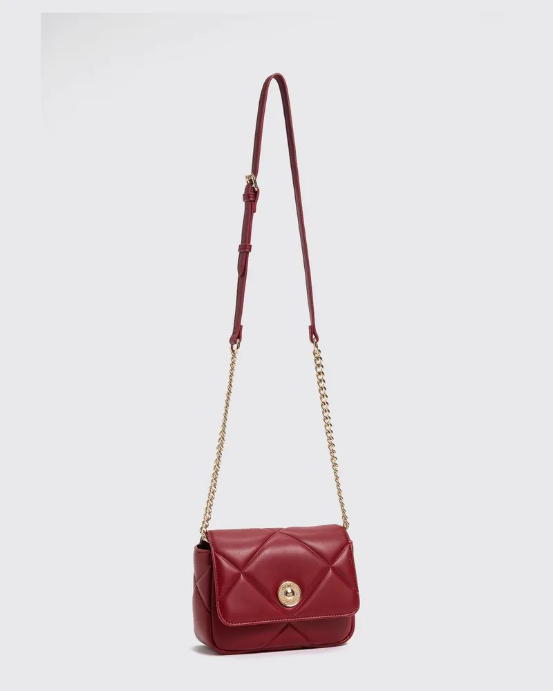 Twin-Set Gesteppte Mini-Tasche mit verstellbarem Riemen und Logo Rot