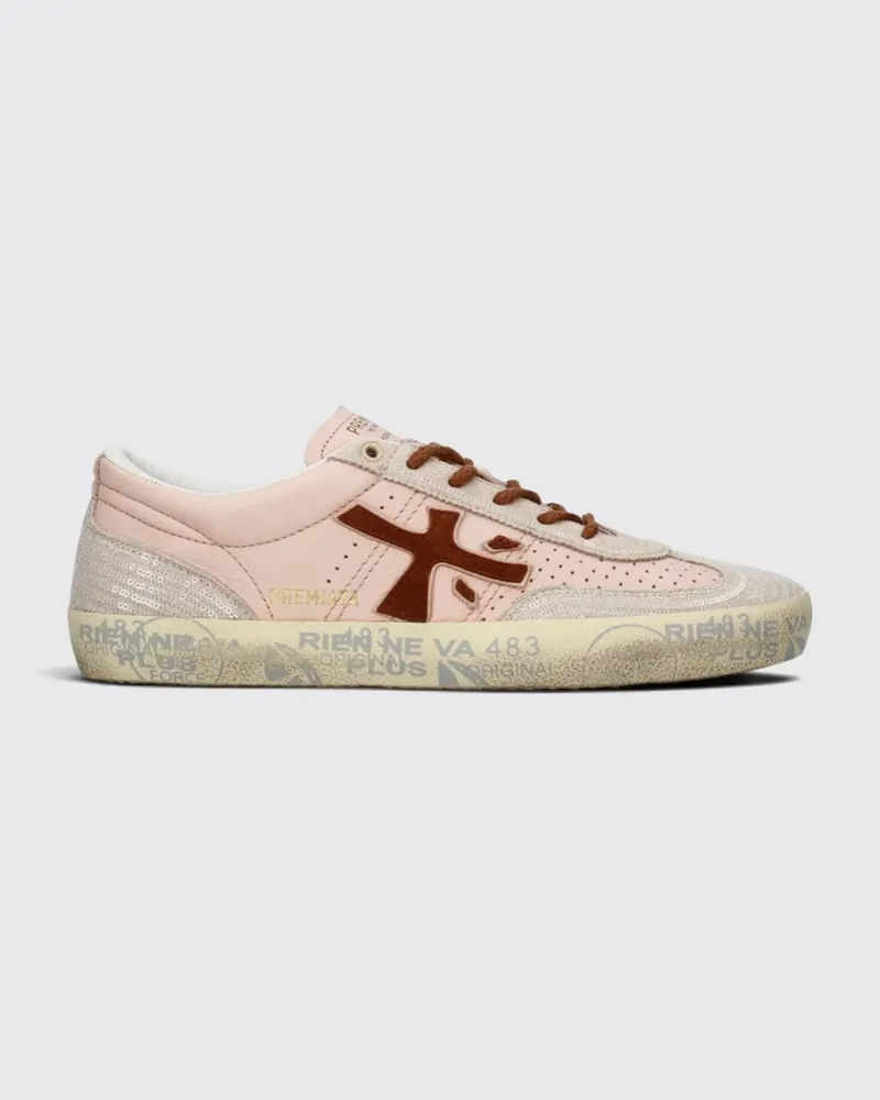 Premiata David Low-Top-Sneakers aus Leder und Wildleder mit gepolstertem Knöchel Pink