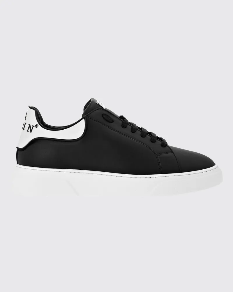 Philipp Plein Big Bang Skull Low-Top-Sneaker aus Glattleder mit Logo Weiss