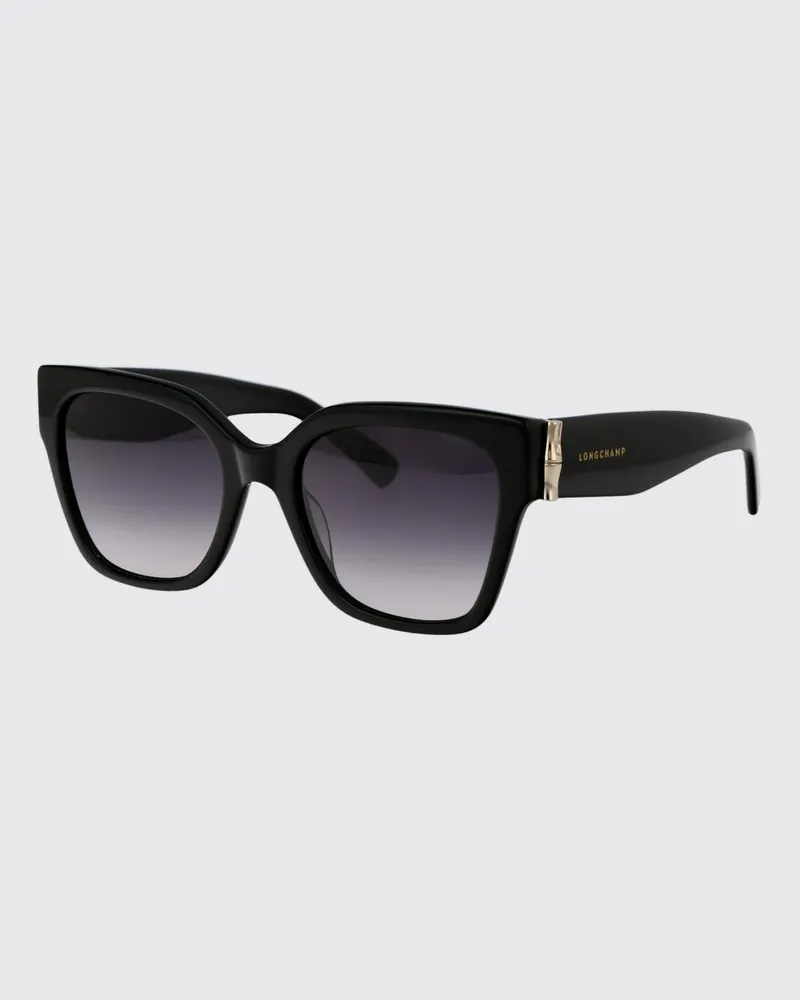 Longchamp Oversized Tropfen-Sonnenbrille aus Acetat mit Metallic-Logo Schwarz