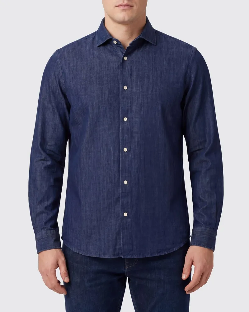 Boglioli Slim-Fit-Hemd aus Baumwolle mit französischem Kragen Blau