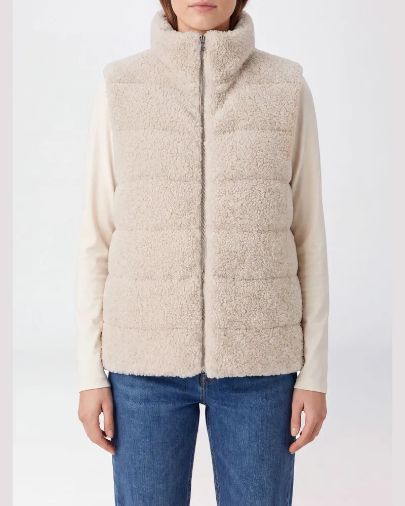 Herno Gepolsterte Steppweste aus Nylon und Fleece mit Stehkragen Taubengrau