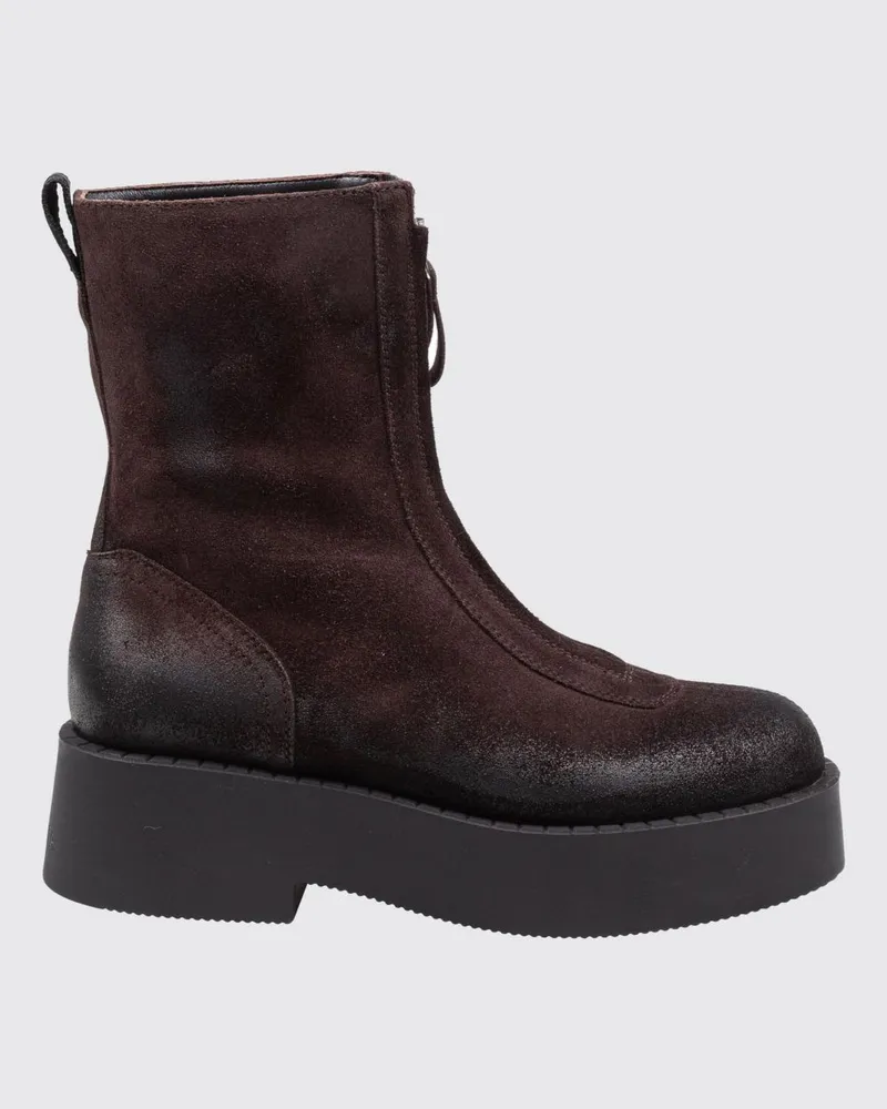 Premiata Biker-Stiefeletten aus Veloursleder mit Plateausohle und Reißverschluss Braun